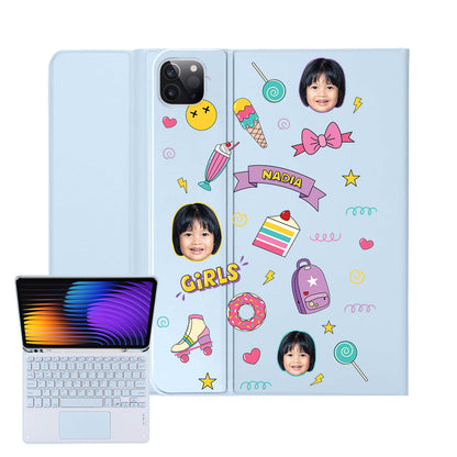 iPad / Android Tab Wireless Keyboard Flipcover - Face Grid Comic