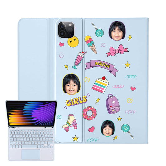 iPad / Android Tab Wireless Keyboard Flipcover - Face Grid Comic