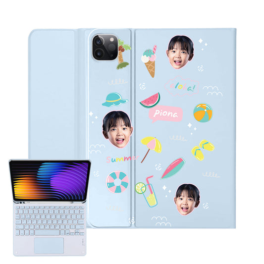 iPad / Android Tab Wireless Keyboard Flipcover - Face Grid Summer