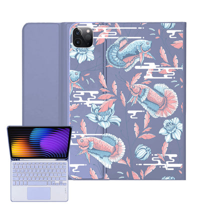 iPad / Android Tab Wireless Keyboard Flipcover - Fish & Floral 3.0