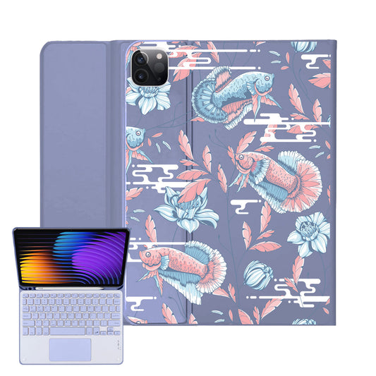 iPad / Android Tab Wireless Keyboard Flipcover - Fish & Floral 3.0