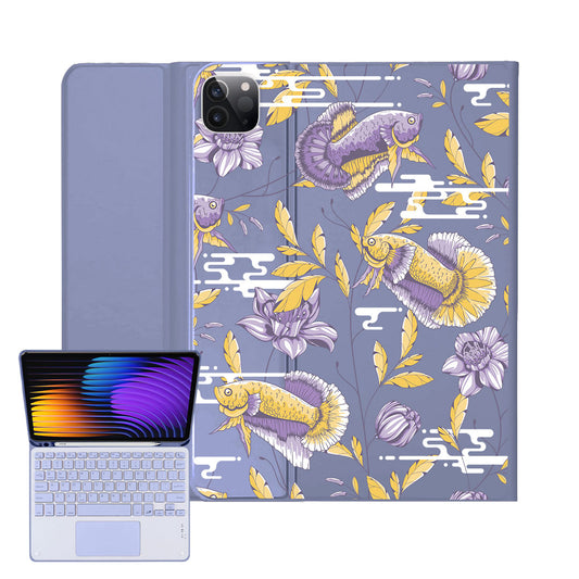 iPad / Android Tab Wireless Keyboard Flipcover - Fish & Floral 5.0