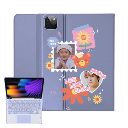 iPad / Android Tab Wireless Keyboard Flipcover - Face Grid Sunflower