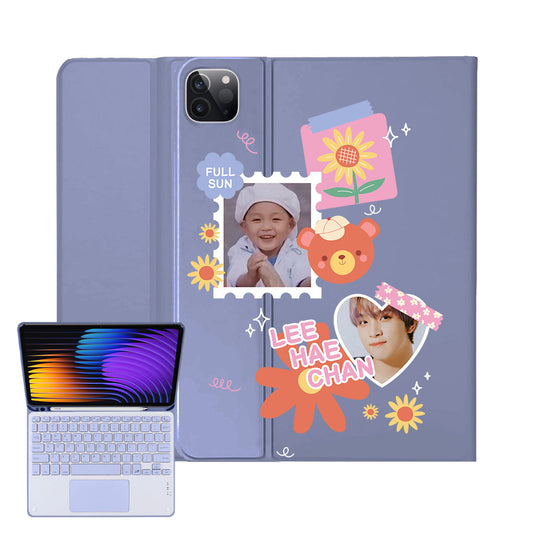 iPad / Android Tab Wireless Keyboard Flipcover - Face Grid Sunflower