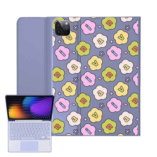 iPad / Android Tab Wireless Keyboard Flipcover - Flower Petals Monogram 1.0