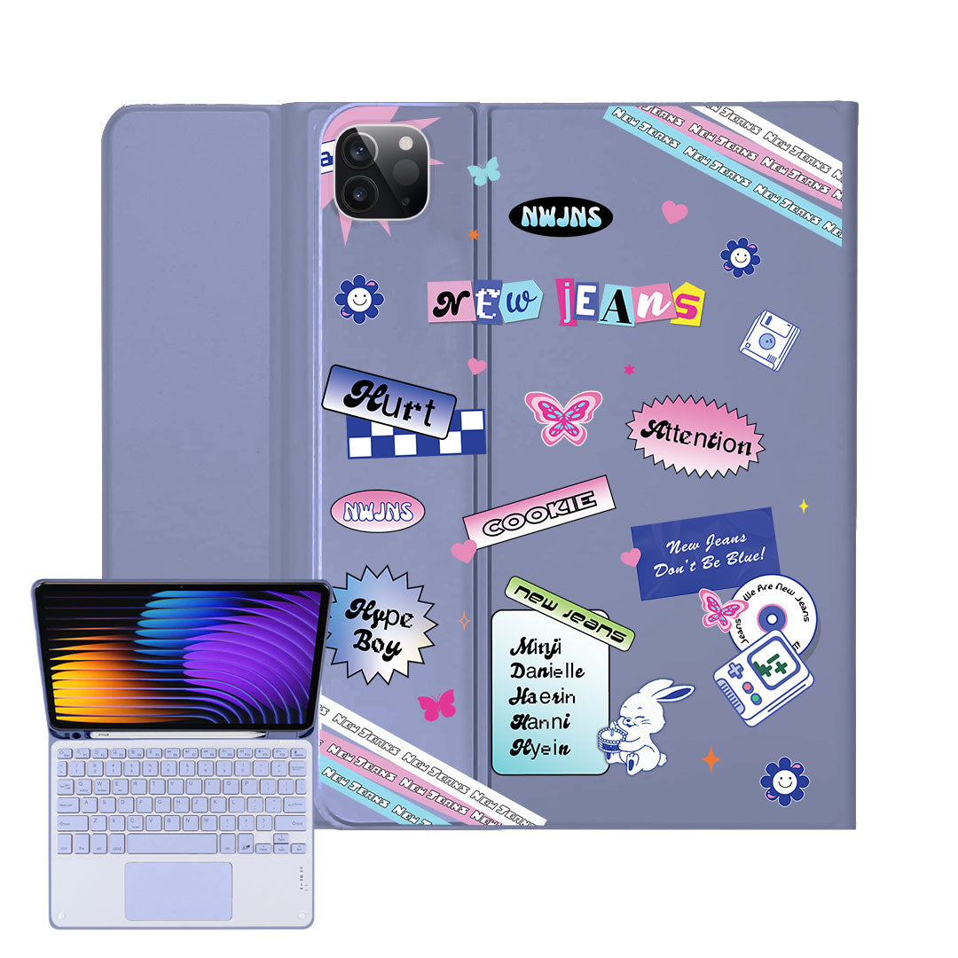 iPad / Android Tab Wireless Keyboard Flipcover - New Jeans Sticker