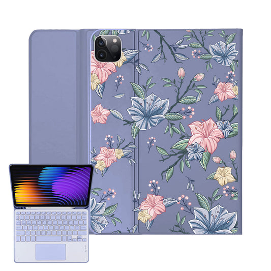 iPad / Android Tab Wireless Keyboard Flipcover - Pink & Blue Florals