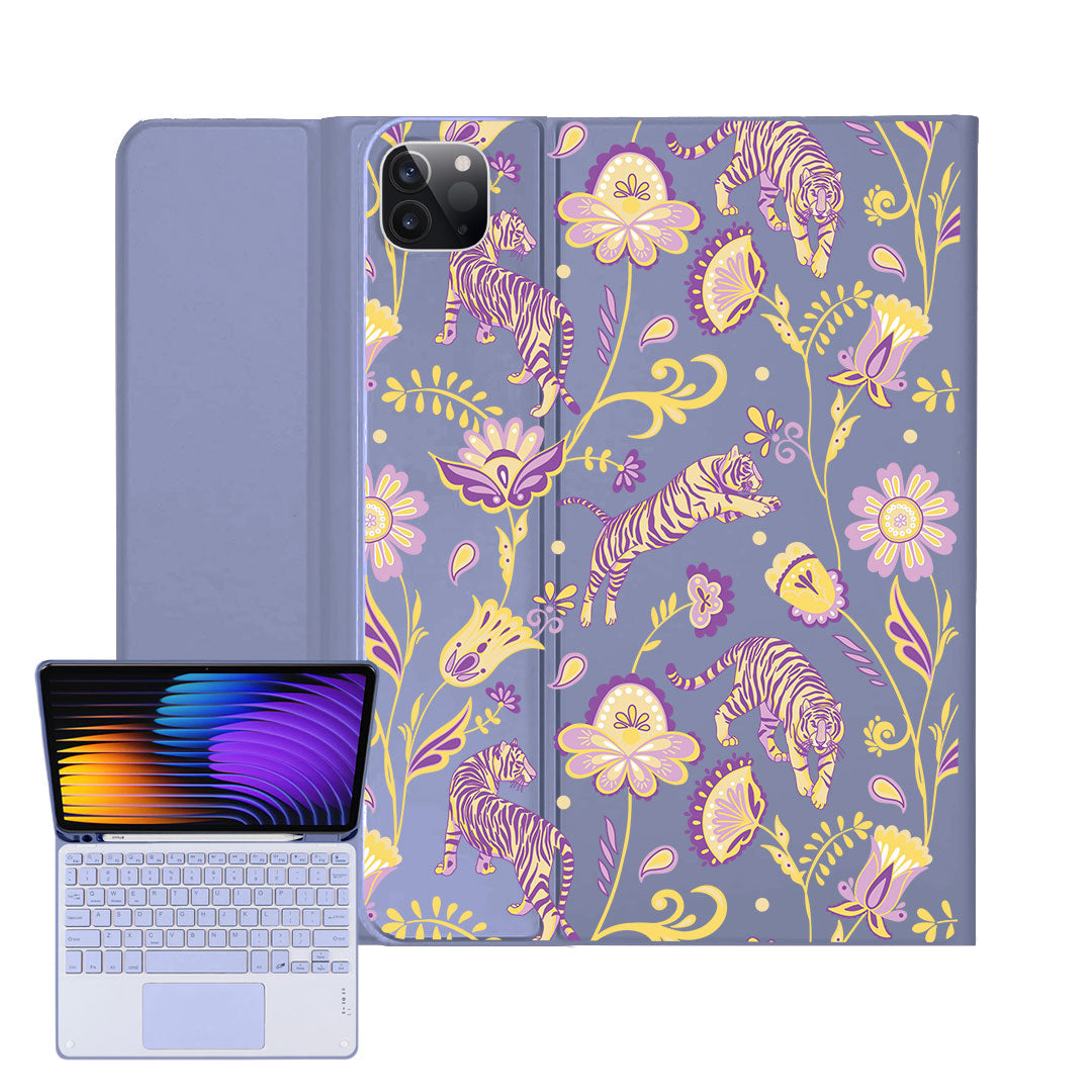 iPad / Android Tab Wireless Keyboard Flipcover - Tiger & Floral 4.0