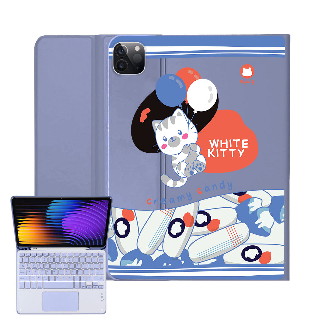 iPad / Android Tab Wireless Keyboard Flipcover - White Kitty