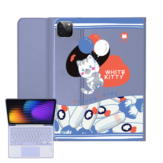 iPad / Android Tab Wireless Keyboard Flipcover - White Kitty