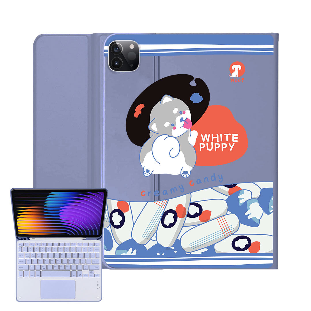 iPad / Android Tab Wireless Keyboard Flipcover - White Puppy