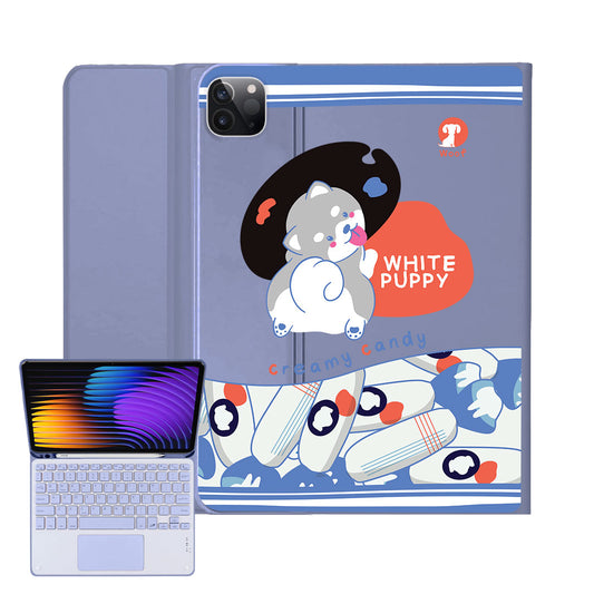 iPad / Android Tab Wireless Keyboard Flipcover - White Puppy