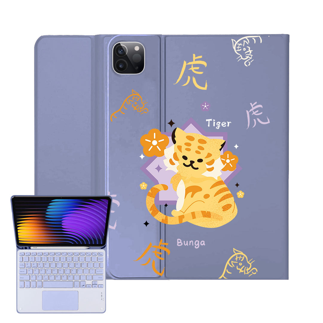 iPad / Android Tab Wireless Keyboard Flipcover - Tiger (Chinese Zodiac / Shio)