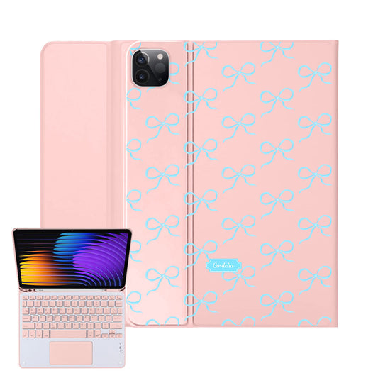 iPad / Android Tab Wireless Keyboard Flipcover - Coquette Blue Bow
