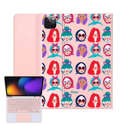 iPad / Android Tab Wireless Keyboard Flipcover - Cute Sweety Faces