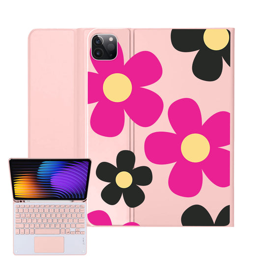 iPad / Android Tab Wireless Keyboard Flipcover - Daisy Hot Pink