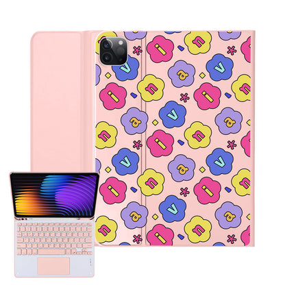 iPad / Android Tab Wireless Keyboard Flipcover - Flower Petals Monogram 2.0
