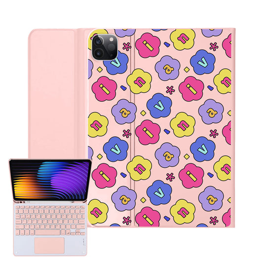 iPad / Android Tab Wireless Keyboard Flipcover - Flower Petals Monogram 2.0