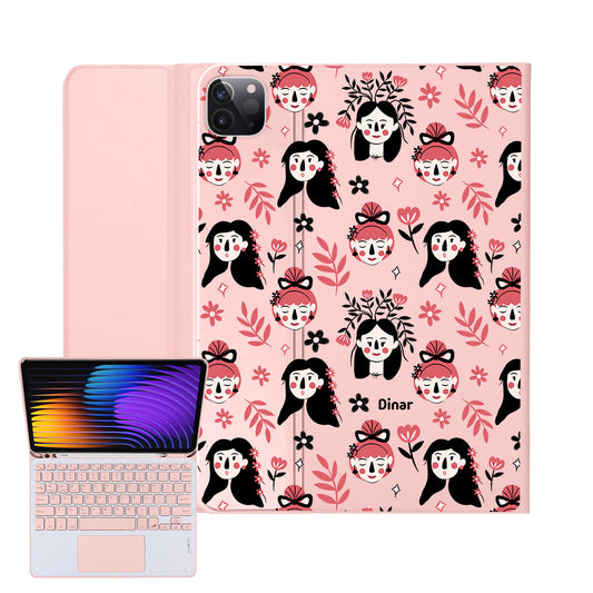 iPad / Android Tab Wireless Keyboard Flipcover - Flowery Faces