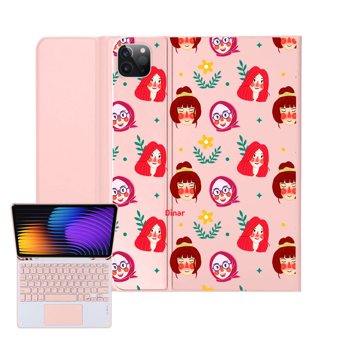 iPad / Android Tab Wireless Keyboard Flipcover - Lovely Faces