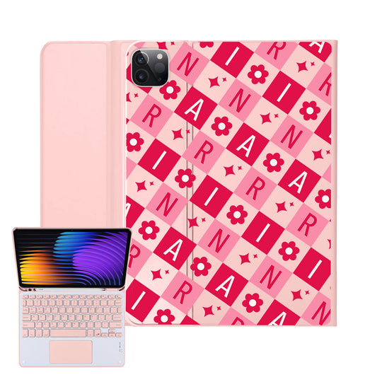 iPad / Android Tab Wireless Keyboard Flipcover - Flower Grid Monogram 1.0