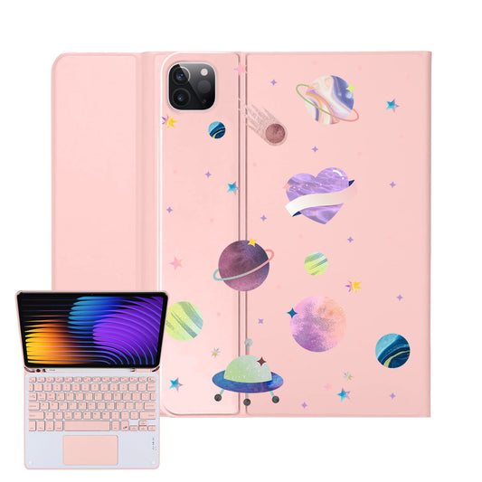 iPad / Android Tab Wireless Keyboard Flipcover - Pink Planet