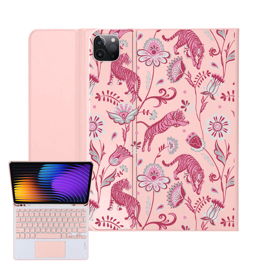 iPad / Android Tab Wireless Keyboard Flipcover - Tiger & Floral 7.0