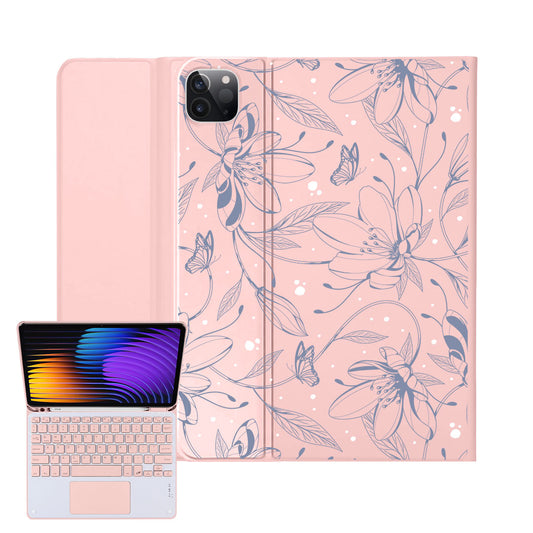 iPad / Android Tab Wireless Keyboard Flipcover - Sketchy Flower & Butterfly 2.0