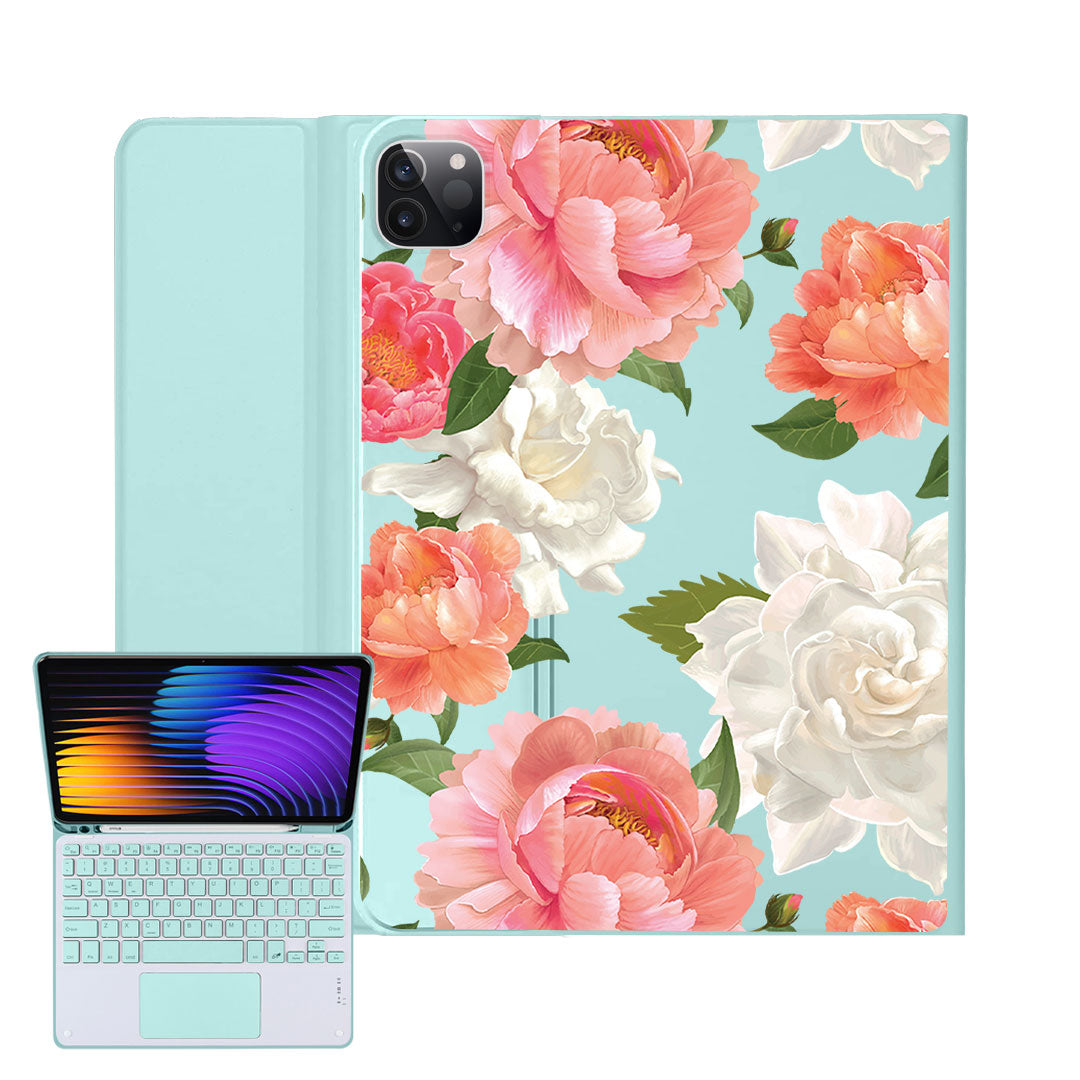 iPad / Android Tab Wireless Keyboard Flipcover - August Peony