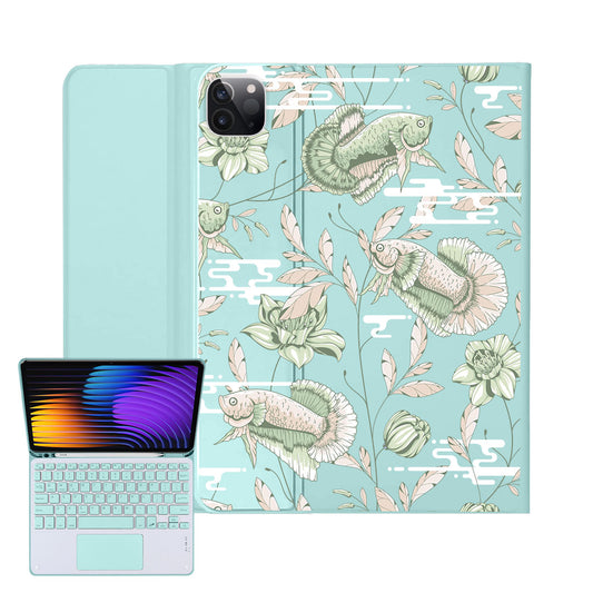 iPad / Android Tab Wireless Keyboard Flipcover - Fish & Floral 6.0