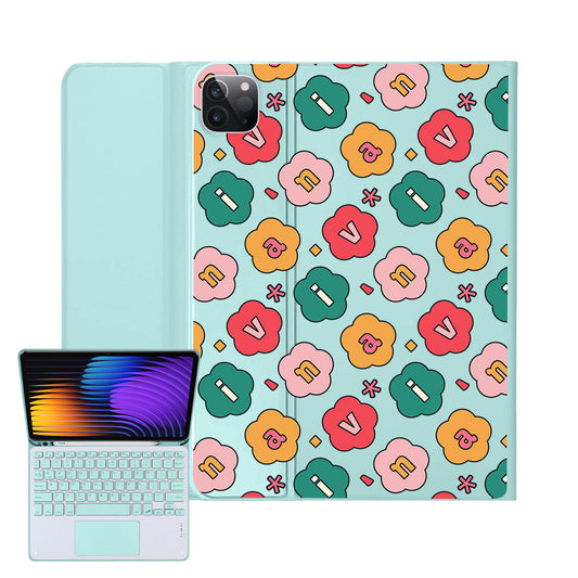 iPad / Android Tab Wireless Keyboard Flipcover - Flower Petals Monogram 3.0