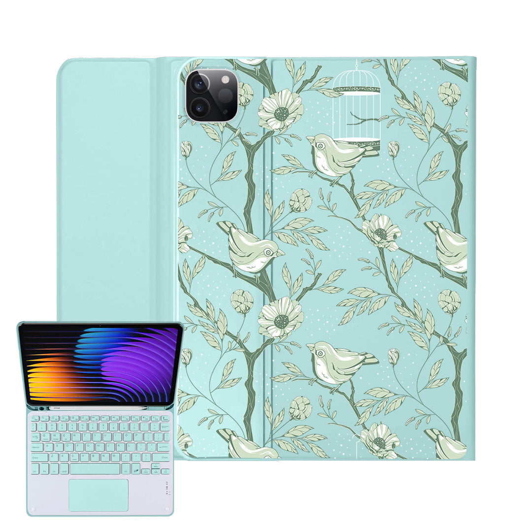 iPad / Android Tab Wireless Keyboard Flipcover - Lovebird Monochrome 4.0