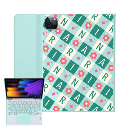 iPad / Android Tab Wireless Keyboard Flipcover - Flower Grid Monogram 4.0