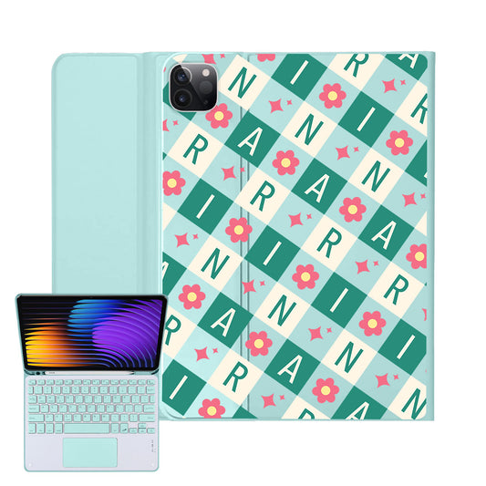 iPad / Android Tab Wireless Keyboard Flipcover - Flower Grid Monogram 4.0