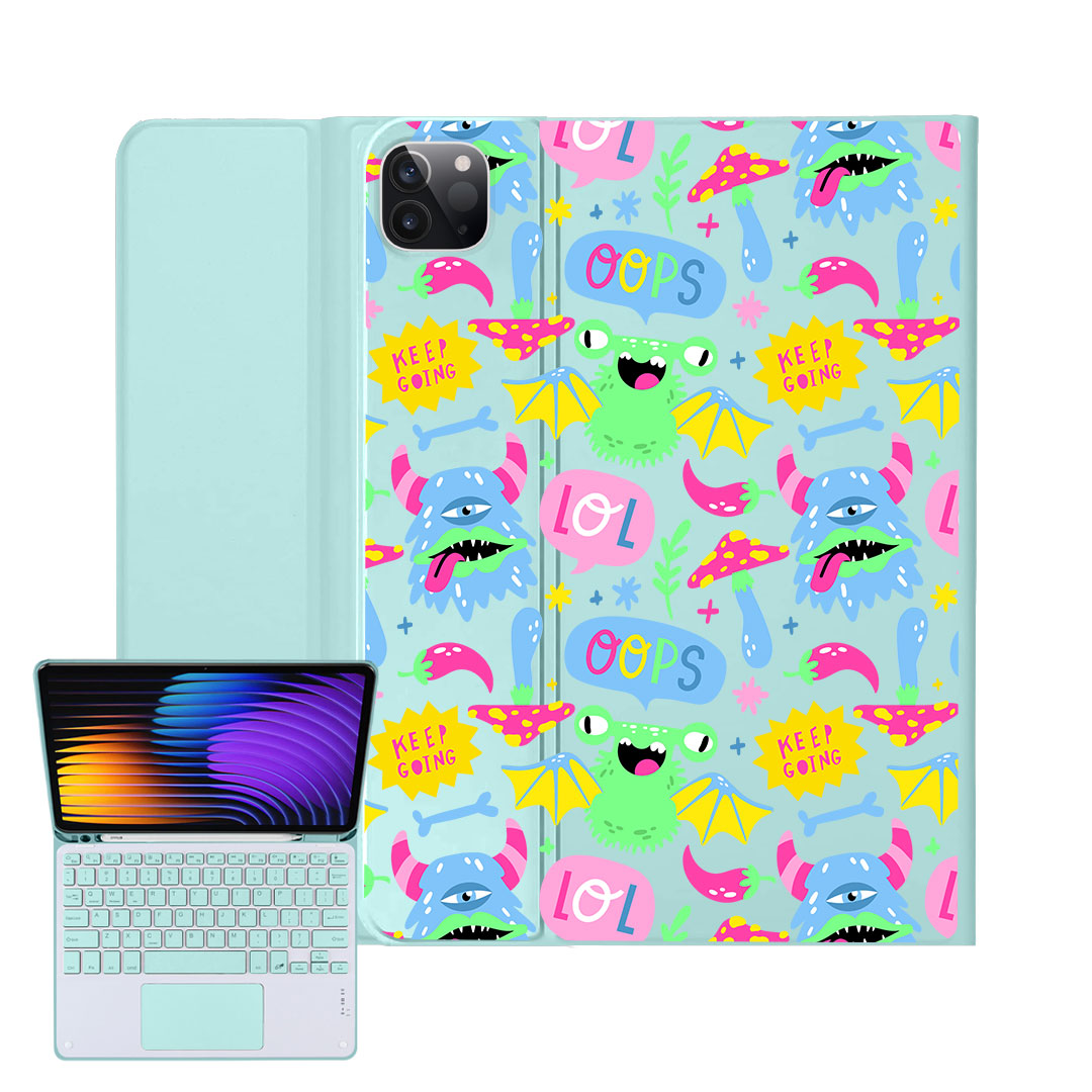 iPad / Android Tab Wireless Keyboard Flipcover - Monster Say Keep Going