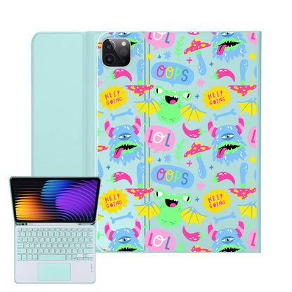 iPad / Android Tab Wireless Keyboard Flipcover - Monster Say Keep Going