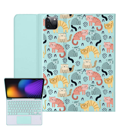 iPad / Android Tab Wireless Keyboard Flipcover - Rainbow Meow 1.0