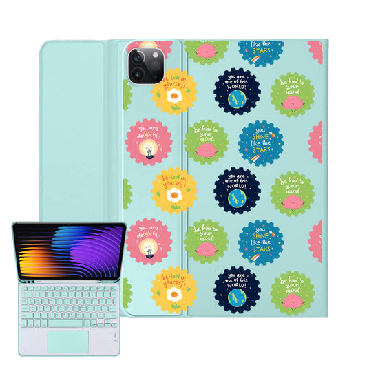 iPad / Android Tab Wireless Keyboard Flipcover - Quotes Stamps