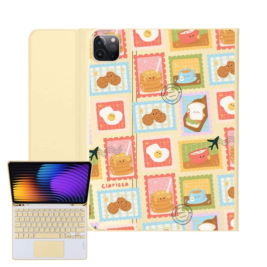 iPad / Android Tab Wireless Keyboard Flipcover - Breakfast Menu Stamps