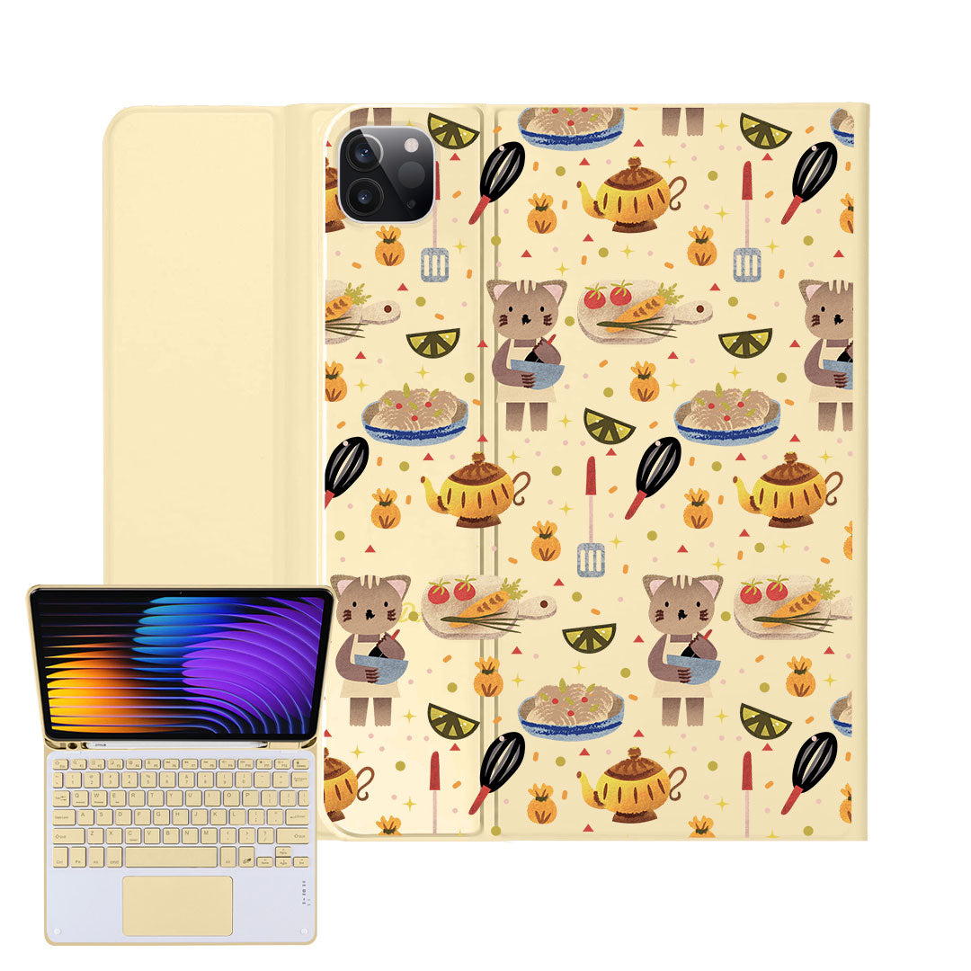 iPad / Android Tab Wireless Keyboard Flipcover - Cooking Cat