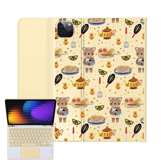 iPad / Android Tab Wireless Keyboard Flipcover - Cooking Cat