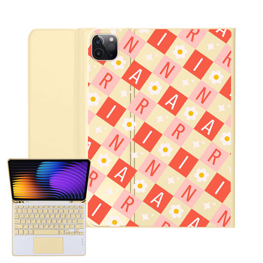 iPad / Android Tab Wireless Keyboard Flipcover - Flower Grid Monogram 2.0