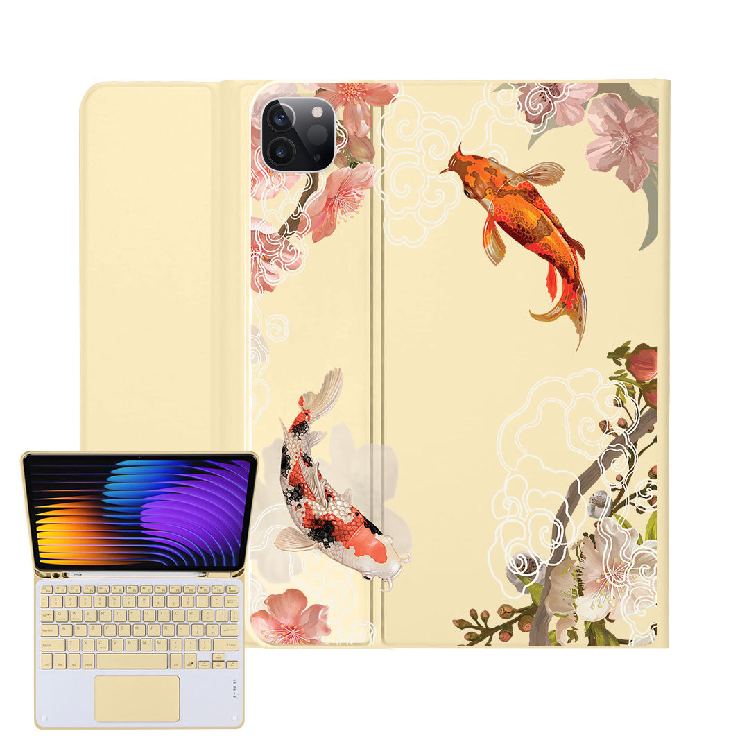iPad / Android Tab Wireless Keyboard Flipcover - Oil Painting Koi