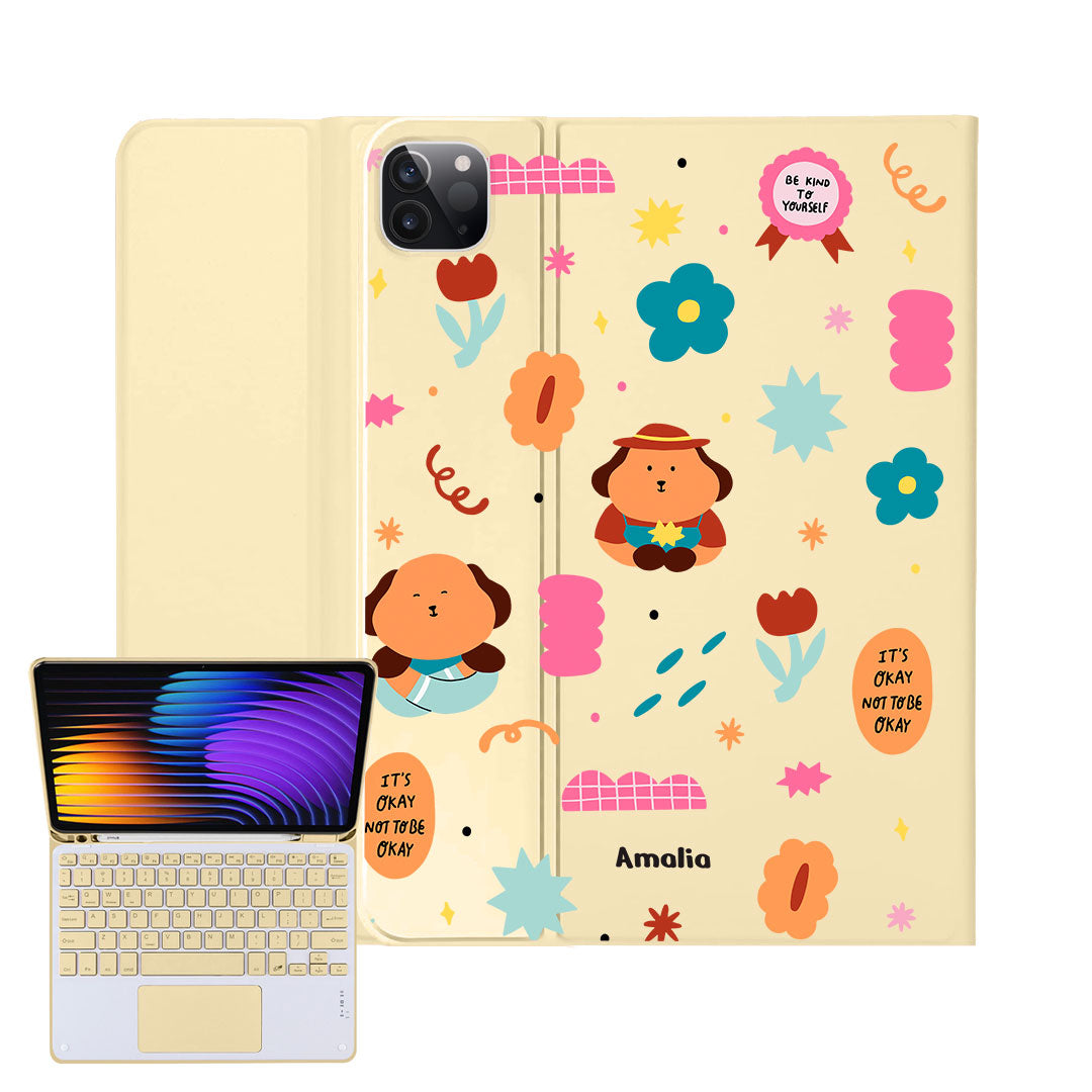 iPad / Android Tab Wireless Keyboard Flipcover - Selflove Garden