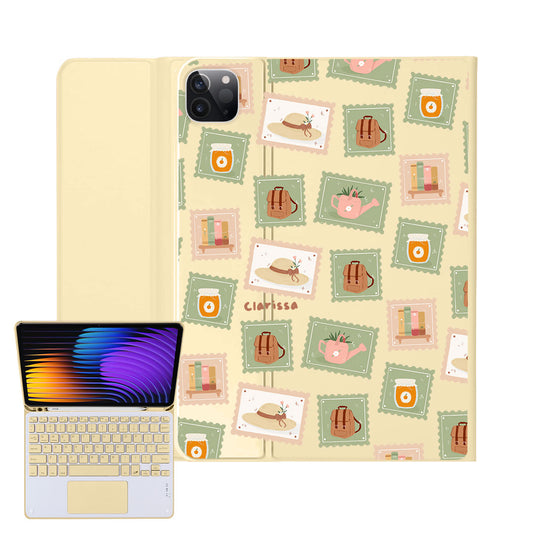 iPad / Android Tab Wireless Keyboard Flipcover - Cottagecore Stamps