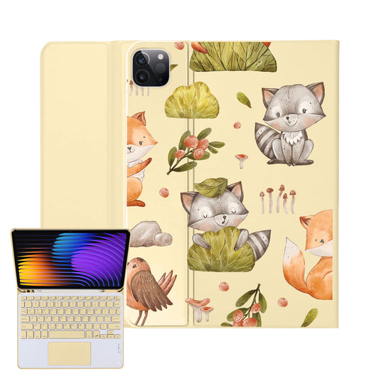 iPad / Android Tab Wireless Keyboard Flipcover - Racoon & Friends
