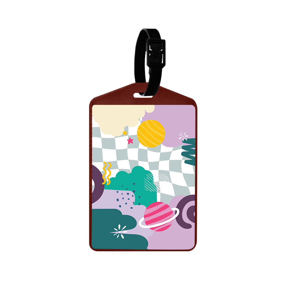 Vegan Leather Bag Tag - Abstract Planet 3.0