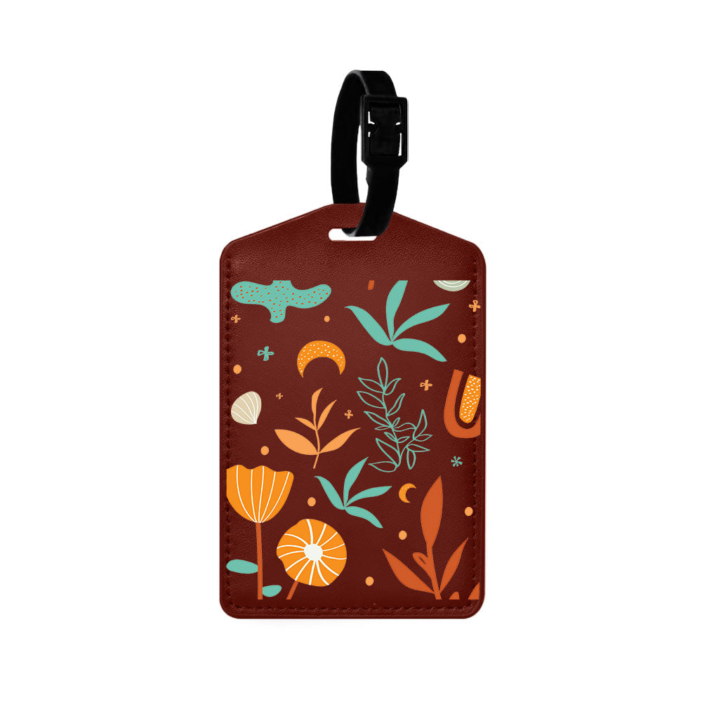 Vegan Leather Bag Tag - Autumn Botanical