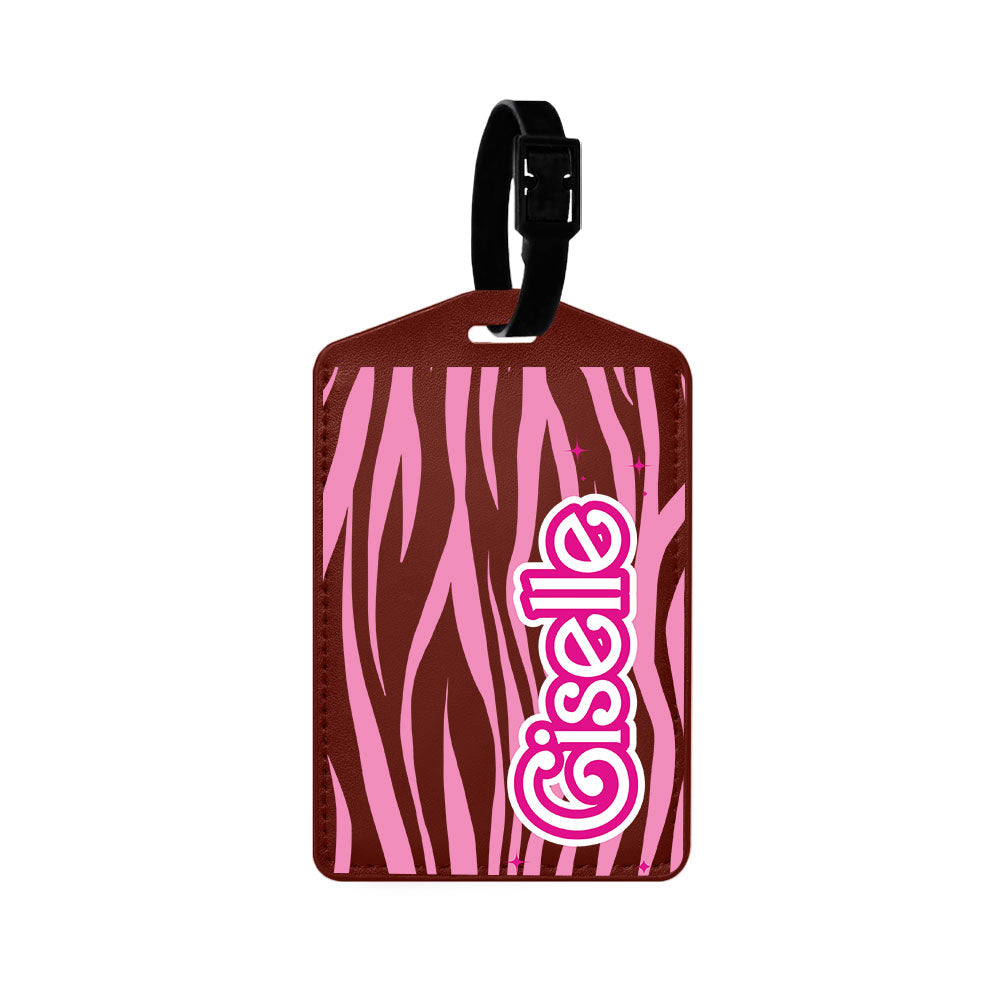 Vegan Leather Bag Tag - Barbie Zebra Pattern