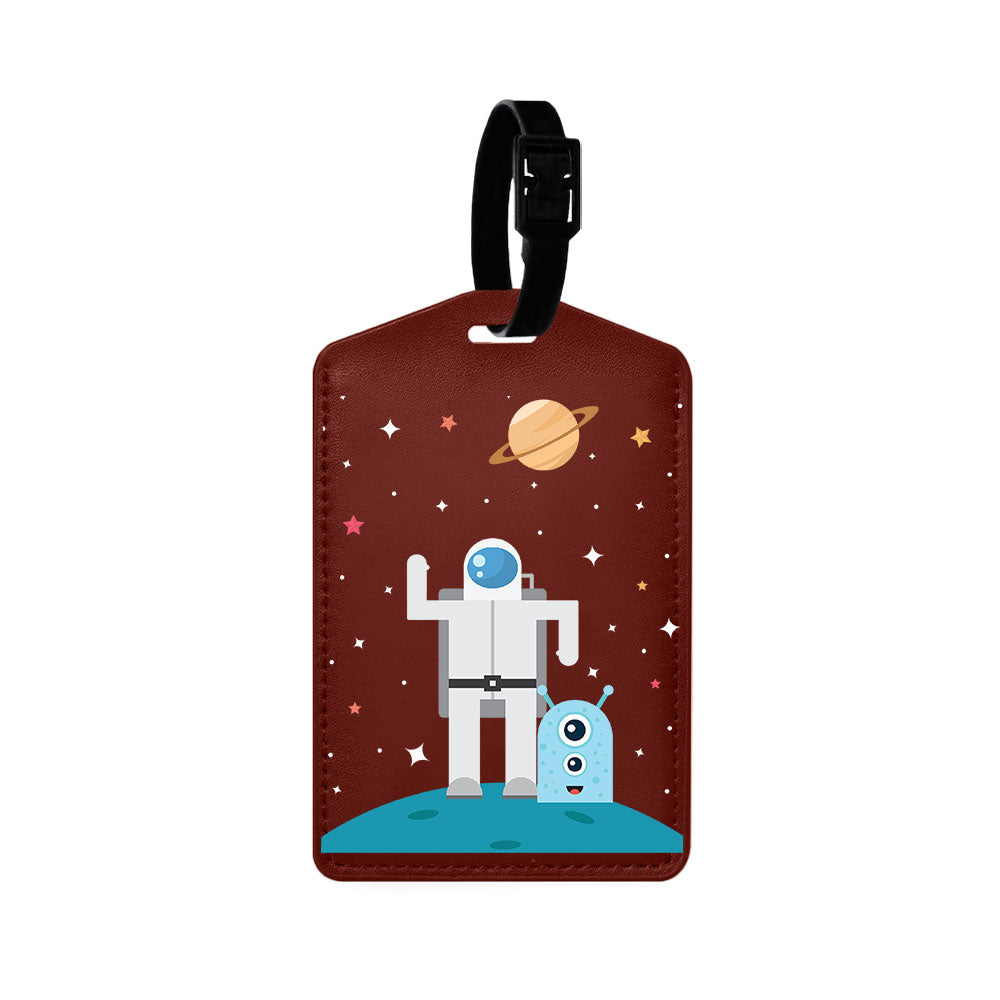 Vegan Leather Bag Tag - Blue Alien